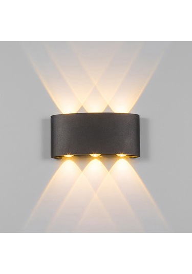 Hangfox Siyah 6 Ayağlı Led Duvar Lambası - Koridor Merdiven Işığı, Ip65 Su Geçirmez, 6w Islak Beyaz Işık Ilık Beyaz