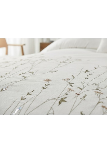 Bohem Çiçekli 4 Parça Kahverengi Pike Takımı 240 X 260 Cm Kahverengi
