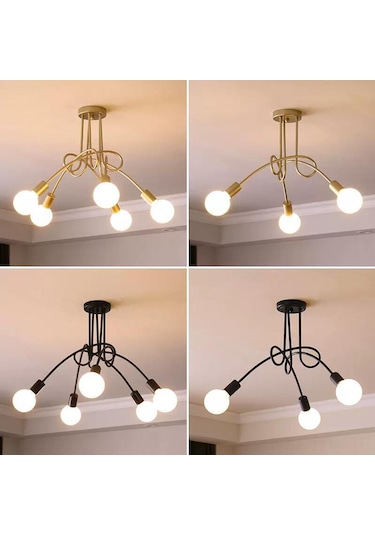 Tenfowee Endüstriyel Tarzda 3'lü Demir Avize, Modern Dekorasyon İçin İdeal, Oturma Odası, Yemek Odası Ve Yatak Odası İçin Şık Seçenek. Siyah