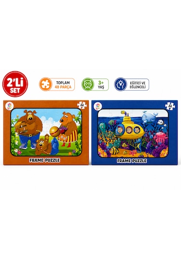 2 Li Frame Puzzle Seti Ayı Ailesi Ve Denizaltı Macerası 1