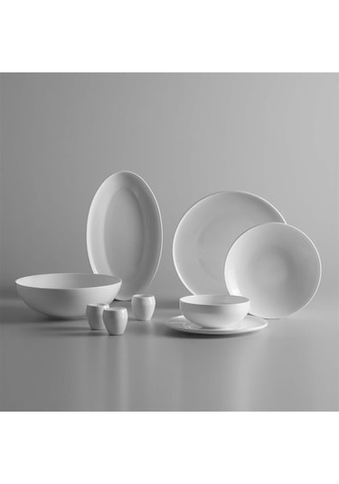 Jumbo Belle 55 Parça 12 Kişilik Yemek Takımı Beyaz Beyaz