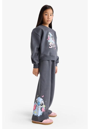 Defacto Kız Çocuk Disney Lilo & Stitch 2li Takım Sweatshirt Eşofman Altı G1020a825wnar31 Antrasit