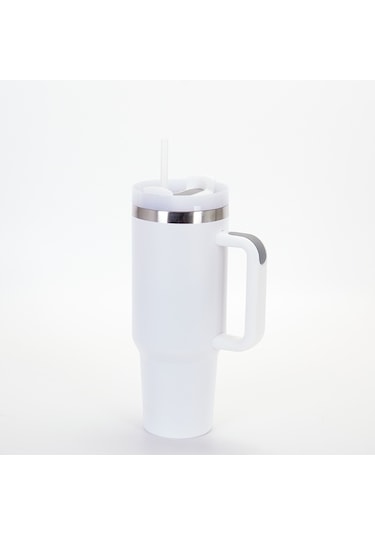 Jzcat Saplı Araba Kolçak Kutusu 304 Paslanmaz Çelik Büyük Kapasiteli Termal Kupa - Beyaz C