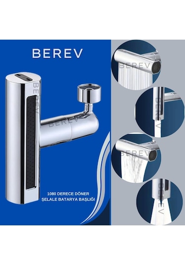 Krom Tasarruflu 4 Modlu Şelale Ayarlanabilir Musluk Başlığı Mutfak Eviye Bataryası Lavabo Bataryası