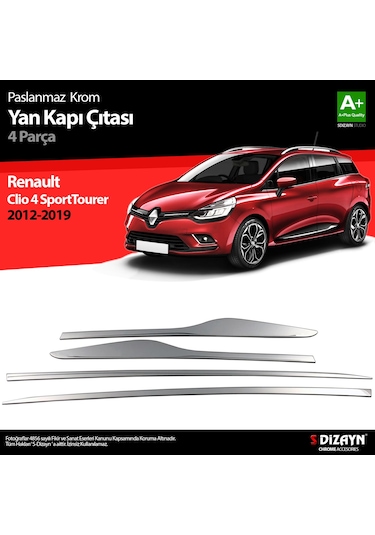 S-Dizayn Renault Clio 4 Sporttourer Krom Yan Kapı Çıtası 4 Prç. 2