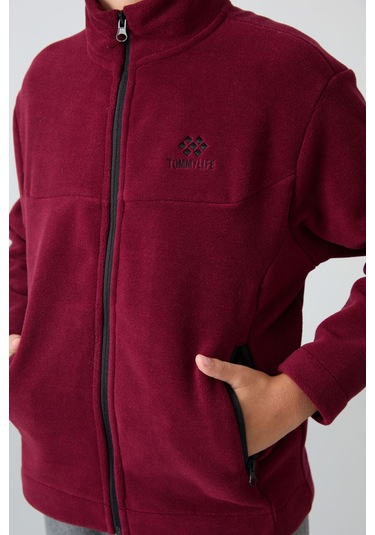 Tommy Life Erguvan Kalın Yumuşak Dokulu Standart Fit Nakışlı Polar Erkek Çocuk Sweatshirt - 11223 Mor