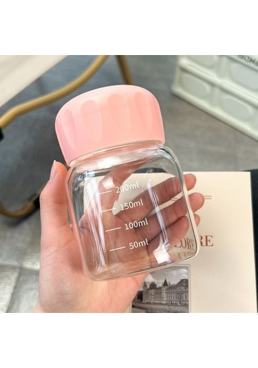 Ölçekli Yağış Effaf Cam Su Bardağıpem Pembe