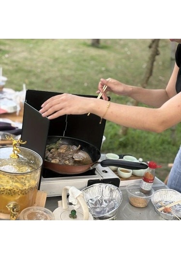 Trendooze Kamp Ocağı Rüzgarlık Beyaz Hafif Katlanır Isıya Dayanıklı Toz Koruma Beyaz