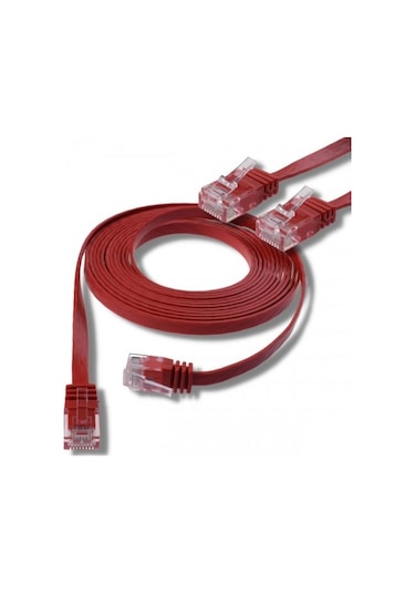 Irenis CAT6 Kablo Yassı Ethernet Network Lan Ağ İnternet Kablosu 3 M Kırmızı