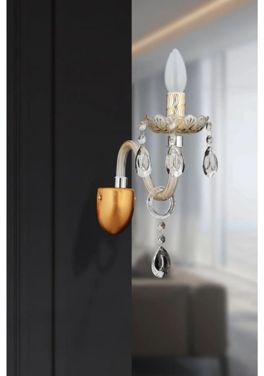 İstanbul Avize Almira Tekli Krem Damla Taşlı Aplik