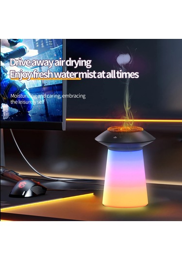 Sones Hx126 Ses Alma Rgb Işık Volkan Nemlendirici Simüle Alev Aromaterapi Makinesi, Renk: Beyaz