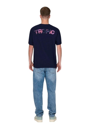 Only Erkek T-shirt 22029519 Onsmervyn Lıfe Rlx Summer Lacivert