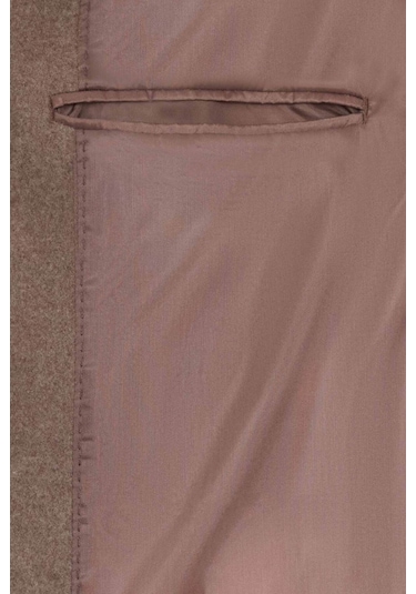 Ds Damat Regular Fit Bej Mono Yaka Kaşe Kaban 5HF08ORT10000 Bej