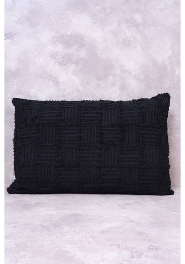 Peraluna Foam Pıllow Şifon Şerit Triko Yastık Kılıfı 60x40 Cm Siyah - Siyah