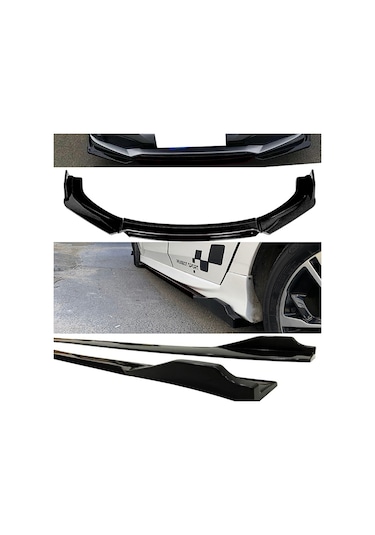 Opel Mokka 2020+ Siyah Şeritli Renkli Ön Lip Ve Yan Marşpiyel Seti