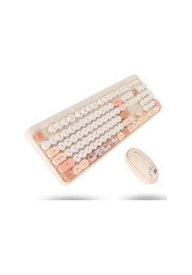 Büro Ev Ofis Bilgisayarı İçin Sevimli Ayıcık Soft Klavye Mouse Seti Diğer