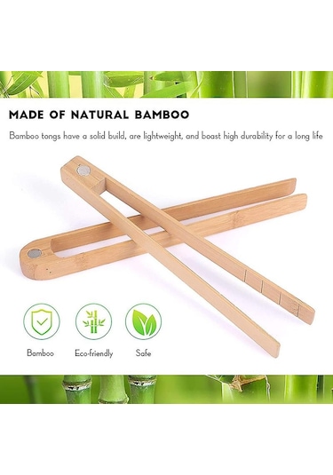 Mutfak Tost Maşası - 2 Adet Manyetik Bambu 8.7 Ahşap B