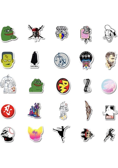Cajuart 50 Adet Tekrarsız Karışık Stil Modern Pvc Sticker 016
