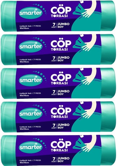 Smarter 5'li Jumbo Boy Çöp Torbası 80 x 110 CM Çöp Poşeti
