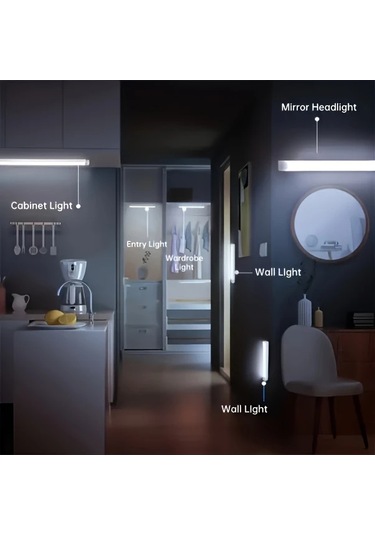Willowhaven 6'li Akıllı Led Hareket Sensörlü Dolap Işığı 10cm Manyetik Usb Şarj Edilebilir