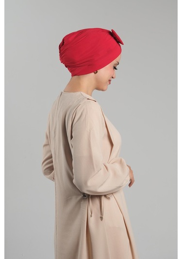 Kırmızı Pratik Hazır Geçmeli Fiyonklu Bone Sandy Çift Taraflı Çapraz 3007b 31 Kırmızı