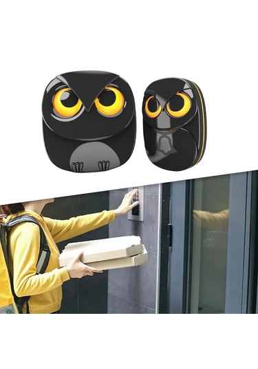 Monozone Lüx 1 Buton 1 Alıcı Kablosuz Kapı Zili Baykuş Şekilli