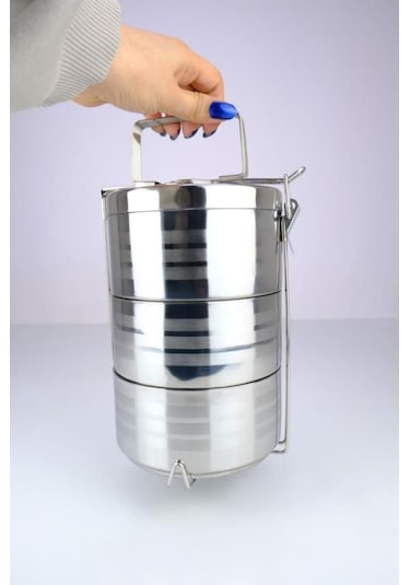 Digithome 3 Lü Çelik Hazneli Yemek Taşıma Saklama Ve Sefer Tası İş Ofis Okul İçin Gri - Yk1091 C320.025