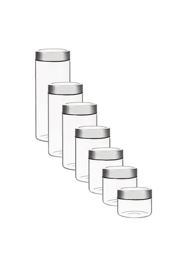 Perotti Cassetto 7'li Metal Şeffaf Kapak Cam Kavanoz & Baharat Seti