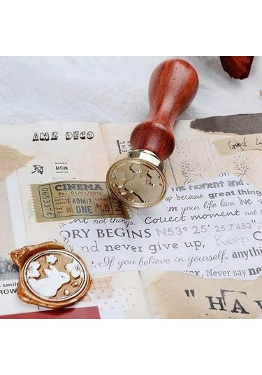 Mektup Damga Mühürü Tavşan Çiçek + 30 Mühür Mumu + Kaşık