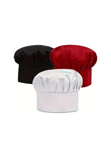 Fochsia 6lı Kırmızı Şef Şapkası Seti - Ayarlanabilir Esnek Tokalı Nefes Alabilir Yıkanabilir Kırmızı Şef Şapkası - Altılı Paket