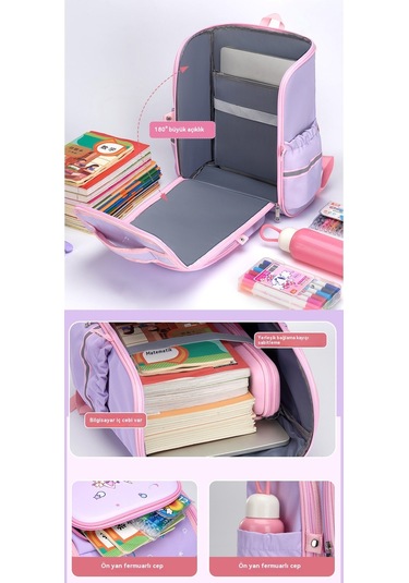 İlkokul Öğrencisi Sırt Çantası 3-6. Sınıflar Mor-gri