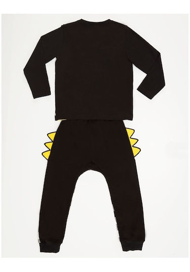 Denokids Rap Dino Erkek Çocuk Pantolon Takım Siyah