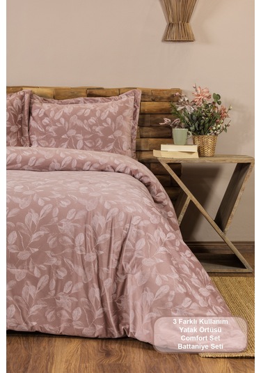 Elart Stella Comfort Uyku Seti Yatak Örtüsü Çift Kişilik 3 Parça 220x240 Cm Pudra Pudra