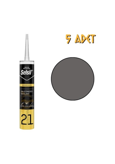 Selsil Silikonize Mastik Antrasit Gri 500 Gr. - 5 Adet Antrasit Gri Antrasit Gri