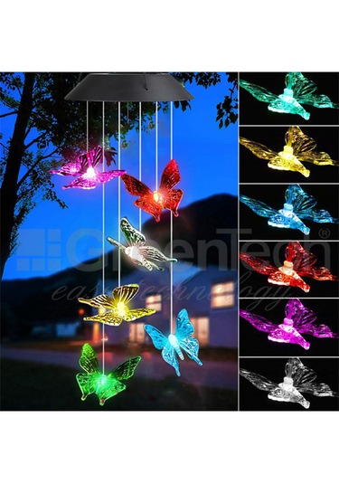 Greentech Güneş Enerjili Renk Geçişli Kristal Kelebek Aydınlatma / GT-SL08