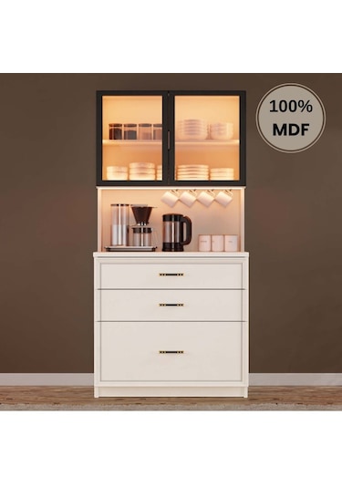 Kardelen Mdf Kahve Köşesi Dolabı Çekmeceli Işıklı Aytaşı