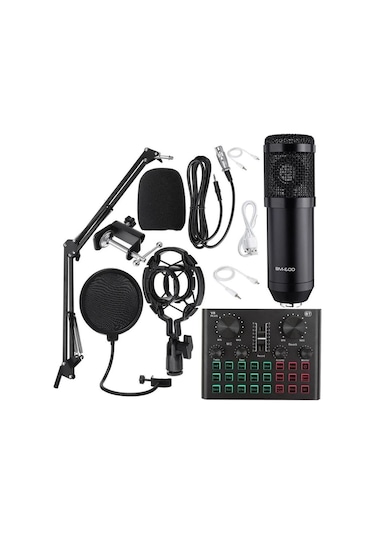Bm600 Filtreli Condenser Mikrofon V8 Plus Ses Kartı Ve Standlı Set