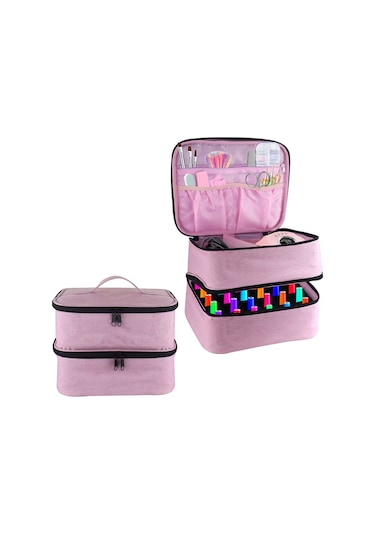 Reedark 30'li Tırnak Boyası Taşıma Çantası - Çift Katlı, Pembe, Dayanıklı Ve Pratik Diğer