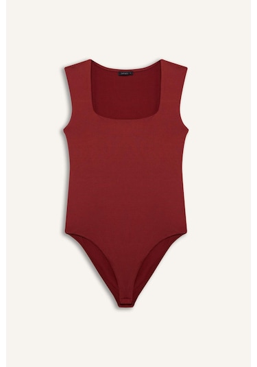 Defacto Kare Yaka Bodysuit E9045ax26smbr477 Bordo-br477