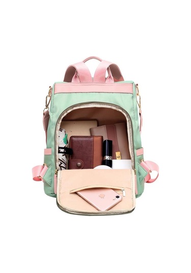 Bej&Siyah Yogodlns Kadın Kızın Patchwork Kontrast Renk Naylon Sırt Çantası Seyahat Okul Çantası Omuzdan Askili Çanta Sırt Çantası Sırt Çantası Yeni Bej - Siyah