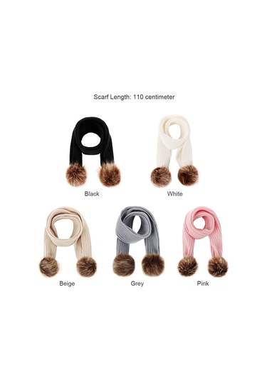 Geeksen Kış Çocukları İçin Yumuşak Akrilik Örgü Eşarp, Pom Pom Detaylı, Isınır Ve Şık, 110 Cm Uzunlukta Beyaz