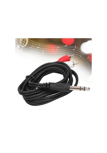 Yaleker 1.5m 6.35mm Erkekden Çift Rca Erkeğe Ses Kablosu - Mikser, Amfi, Ev Sinema Sistemi Bağlantısı - Pvc Bakır Malzeme - Stereo Ses Aktarımı