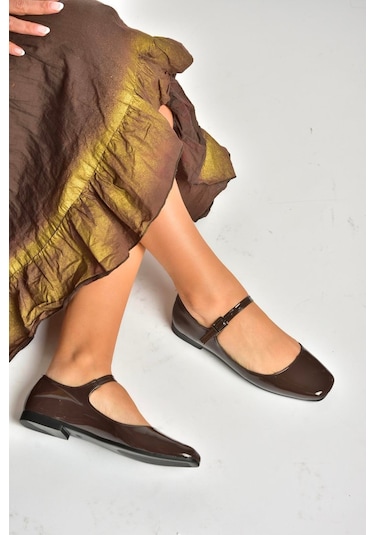 Fox Shoes S726252508 Kadın Babet - Kahverengi Rugan