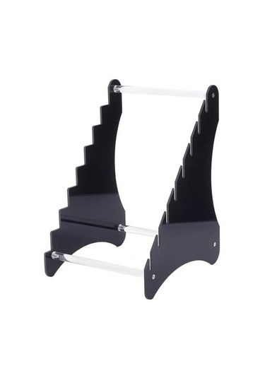 Siyah Kesici Standı Şeffaf Akrilik Çatal Bıçak Takımı Blok Tutucu Tezgah Organize Ekran Kolay Kurulum Çok Amaçlı Meyve Kesici Raf Standı L