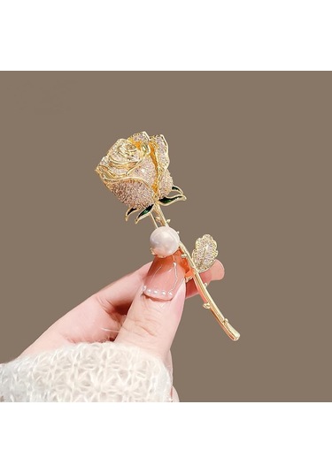 Gümüş Moda Altın Renk Gül Çiçek Broş Kadınlar İçin Zarif Çiçek Buketi Takım Elbise Ceket Broş Pins Düğün Parti Takı