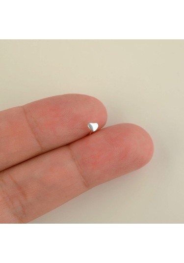 925 Ayar Gümüş Kalp Parlak Hızma Gri