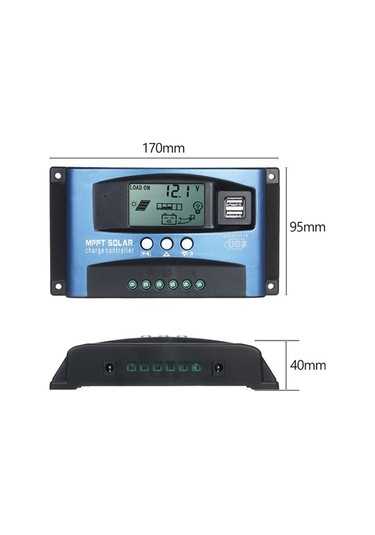 Pazly Smart Lcd Güneş Şarj Kontrol Cihazı 60a, 2x Usb 5v/2a, 12v/24v Otomatik Tanıma