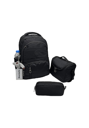 İlk Okul Çantası 3'lü Seti Unisex Çocuk İlkokul Çantası Bvt-8010 Siyah Siyah