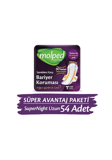 Molped Süpernight Hijyenik Ped Uzun Süper Avantaj Paketi 54 Adet