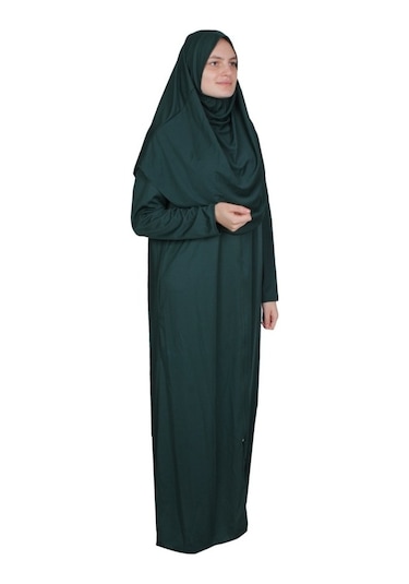 Koyu Yeşil Fermuarsız Namaz Elbisesi (545585076) Koyu Yeşil